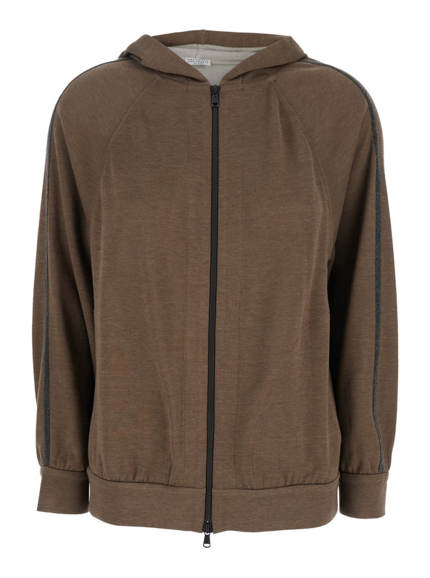 Shop Brunello Cucinelli Brown Hoodie Sweatshirt