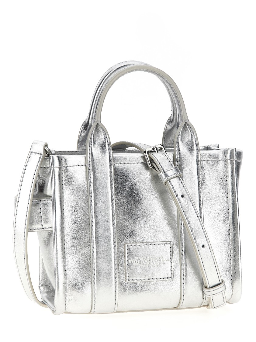 Marc Jacobs The Metallic Leather Tote Bag In Silver