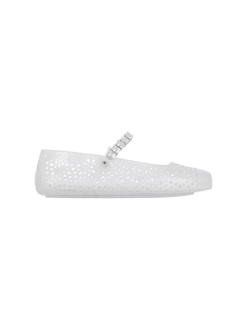 Jimmy Choo "mary Jane Jelly" Ballerinas – Silver In White