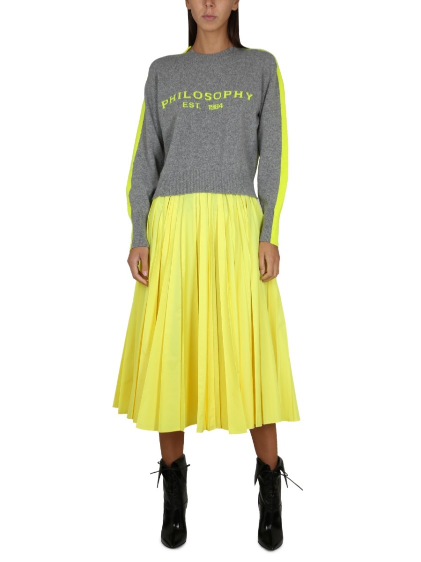 Shop Philosophy Di Lorenzo Serafini Taffeta Skirt In Yellow