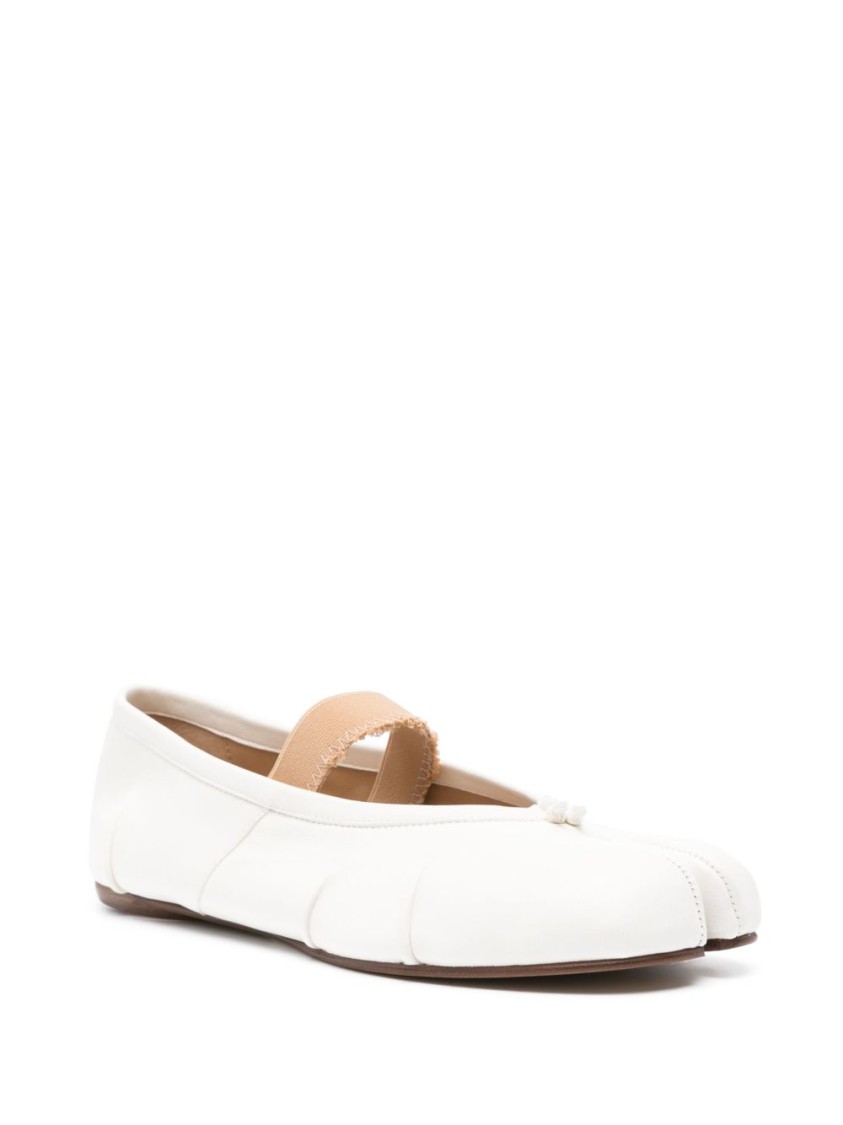 Maison Margiela Ivory Lamb Leather Ballerinas With Delicate Instep Strap