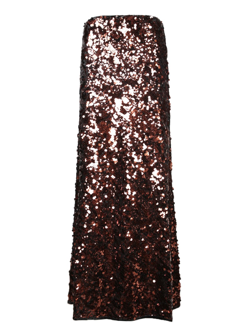 Ganni Sequinned Maxi Skirt In Brown