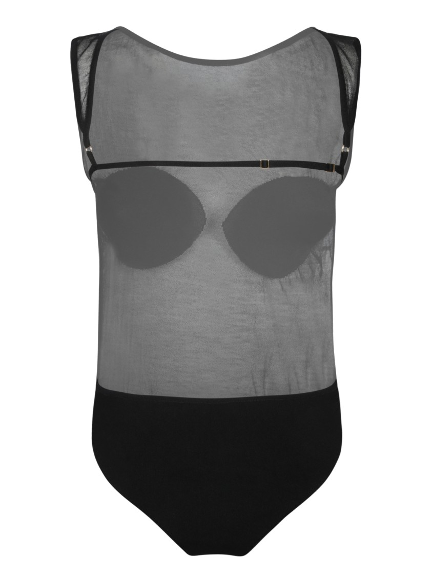 Jacquemus Black Bodysuit With Daring Open Back In Grey
