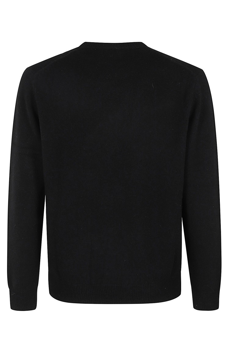 MC2 SAINT BARTH MC2 SAINT BARTH BLACK CREWNECK SWEATER WITH PLAYFUL BOB EMBROIDERY