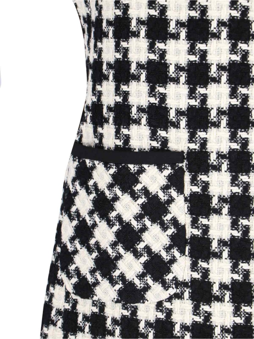 Valentino Embroidered Damier Light Tweed Short Dress In White