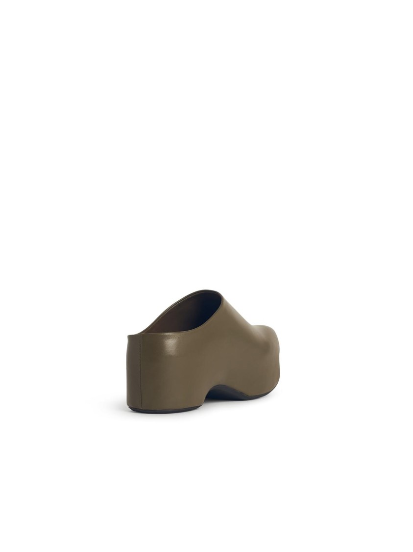 Marni Deep Green Leather Chunky Clog Sabot In Green