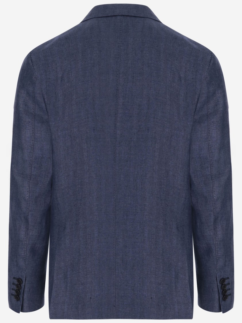 Brian Dales Royal Blue Single-breasted Linen Blazer In Blue