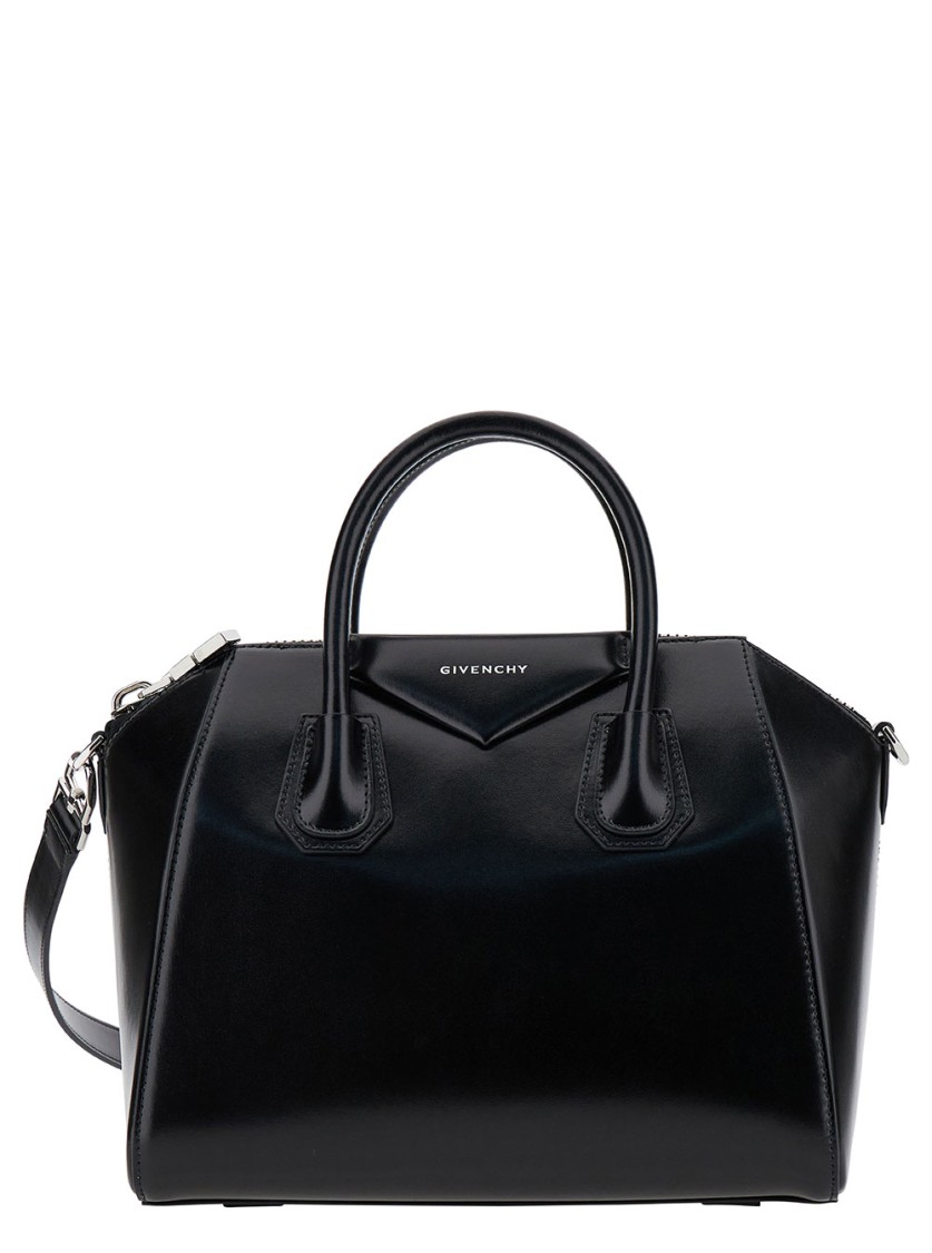 Shop Givenchy Small Antigona' Black Crossbody Bag With Debossed Logo