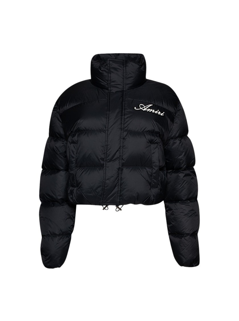Amiri Bones Cropped Down Jacket Black In Black