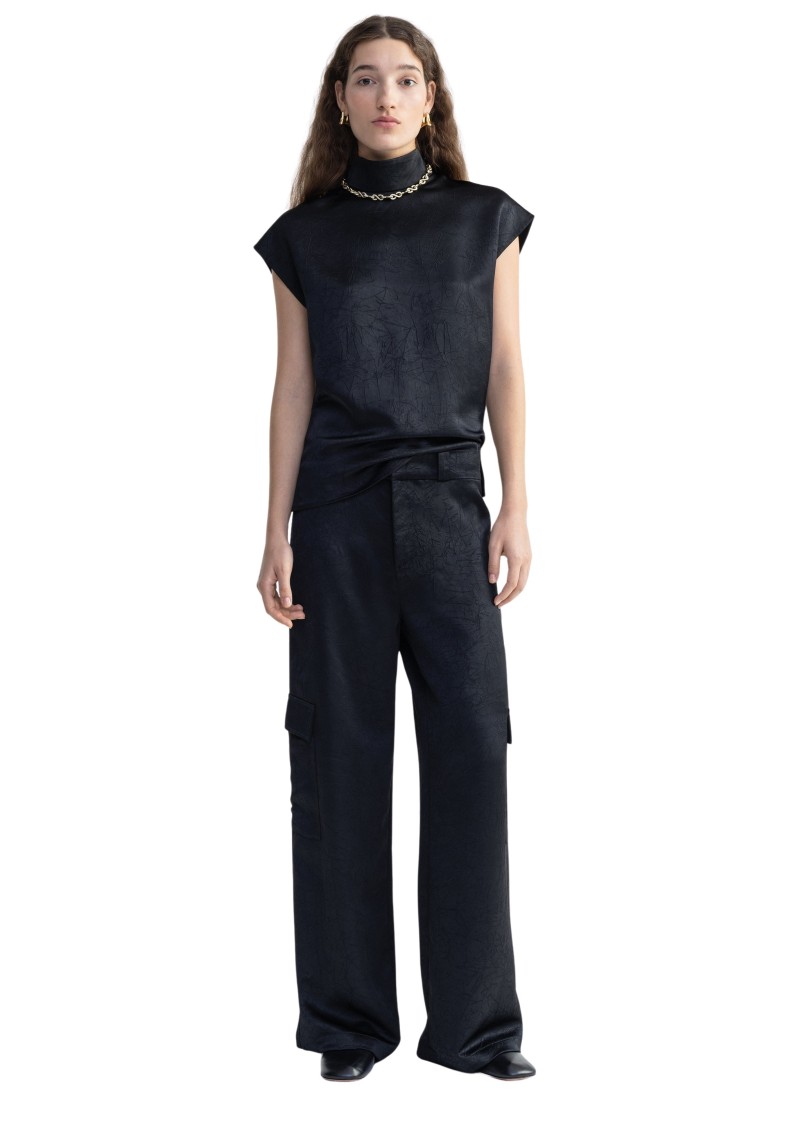Shop Aeron Gust - Satin Cargo Pants In Black