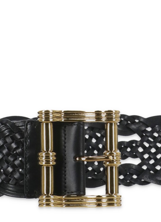 【送料&関税込】Etro Braided Leather Belt Etro Belt NWT Unisex Brown Braided Leather Silver Buckle