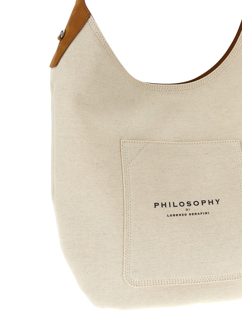 Philosophy Di Lorenzo Serafini Canvas Shoulder Bag In Neutral