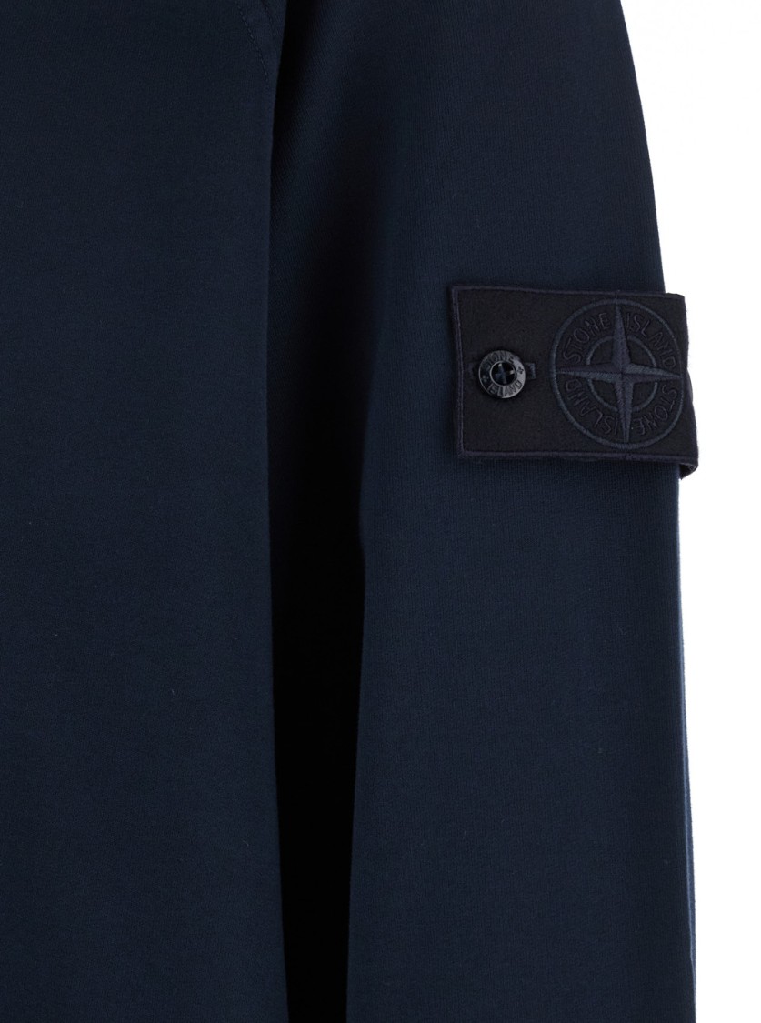 STONE ISLAND STONE ISLAND BLUE SWEATSHIRT WITH REMOVABLE TONE-ON-TONE COMPASS LOGO