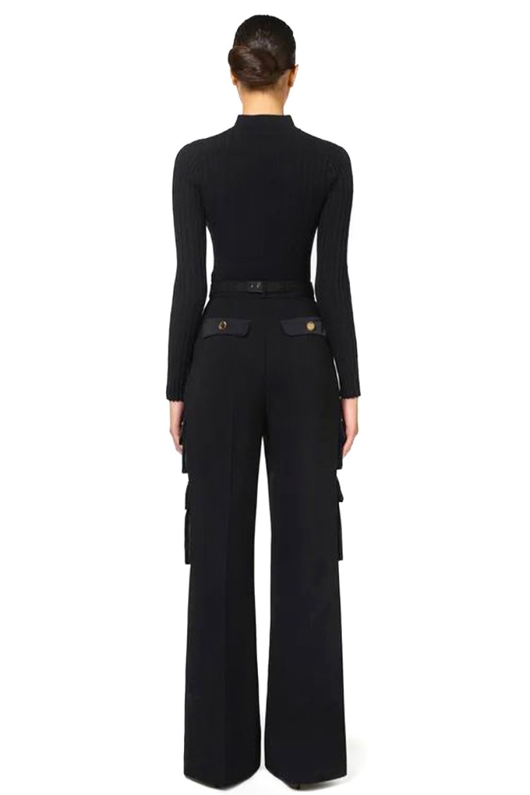 Elisabetta Franchi High-waisted Black Trousers With Cargo Pockets