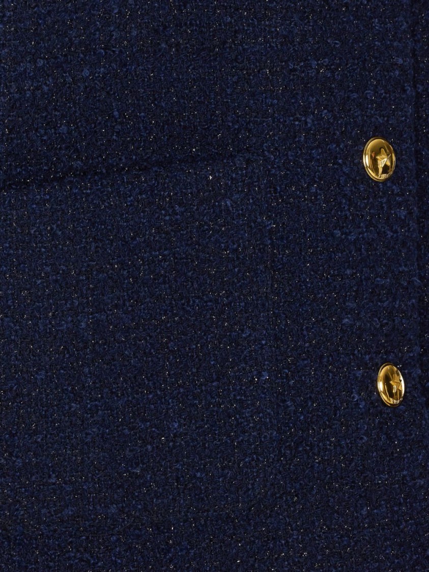 Pinko Oversized Patterned Tweed Jacket In Blue