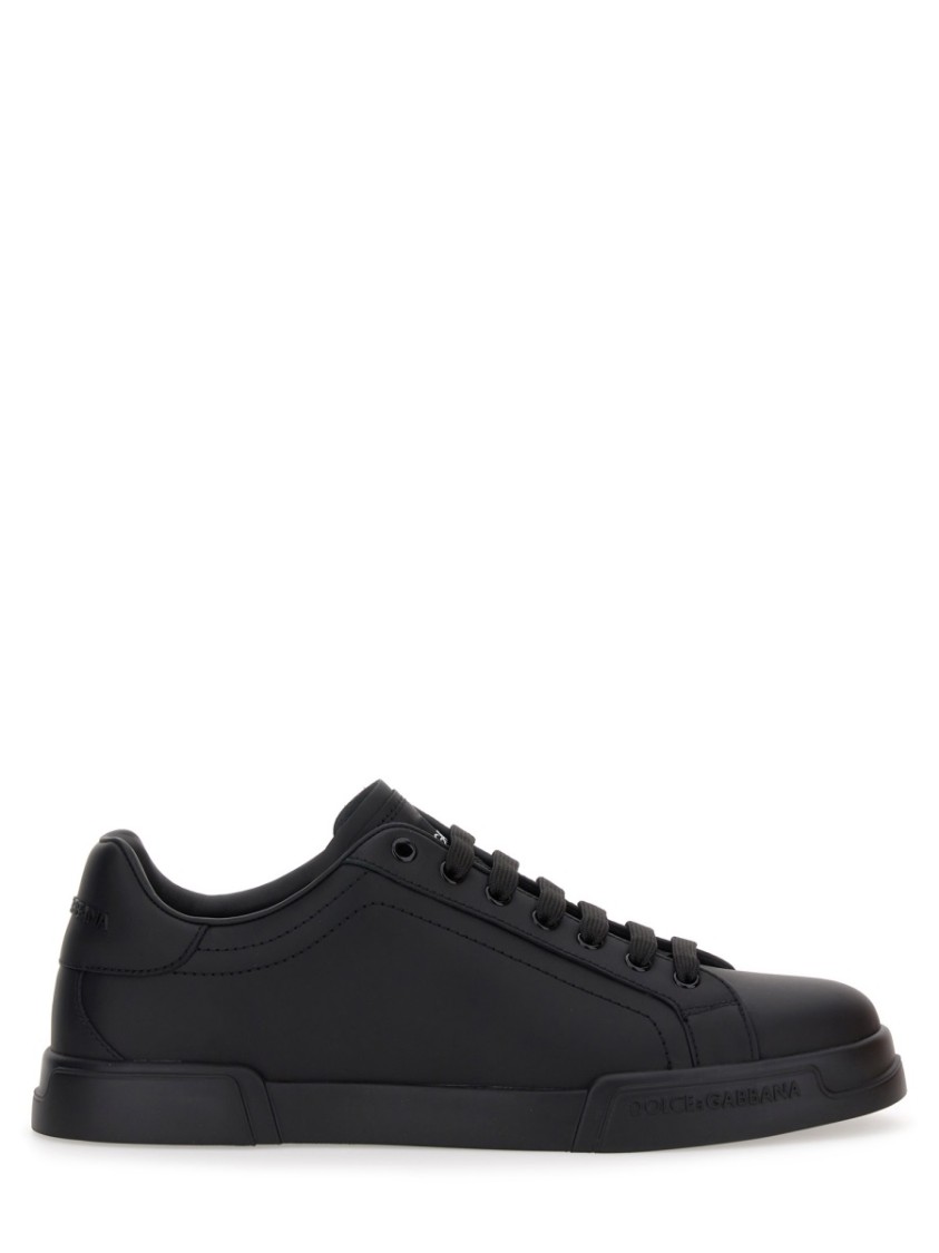 Dolce & Gabbana Portofino Light Black Sneakers With Logo Patch On The Tongue And Tonal Logo Lettering On The Heel In In Black