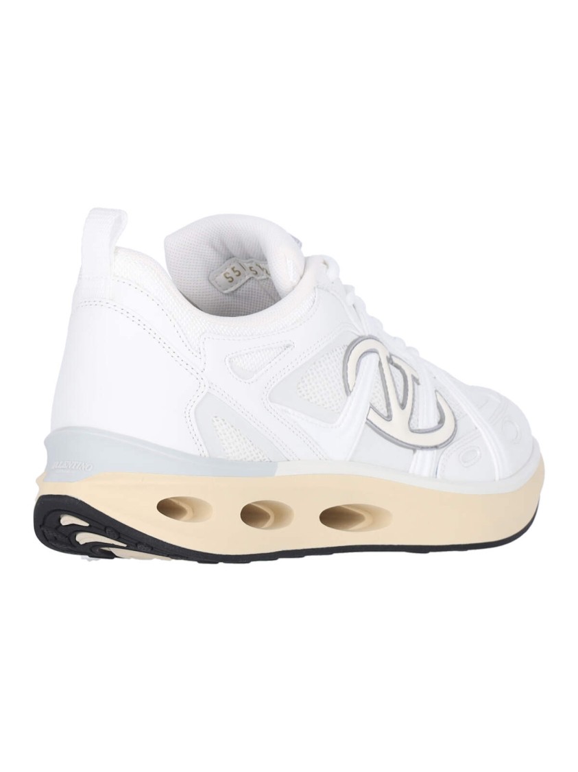 Valentino White Leather And Fabric Vlogo Easyjog Sneakers In White