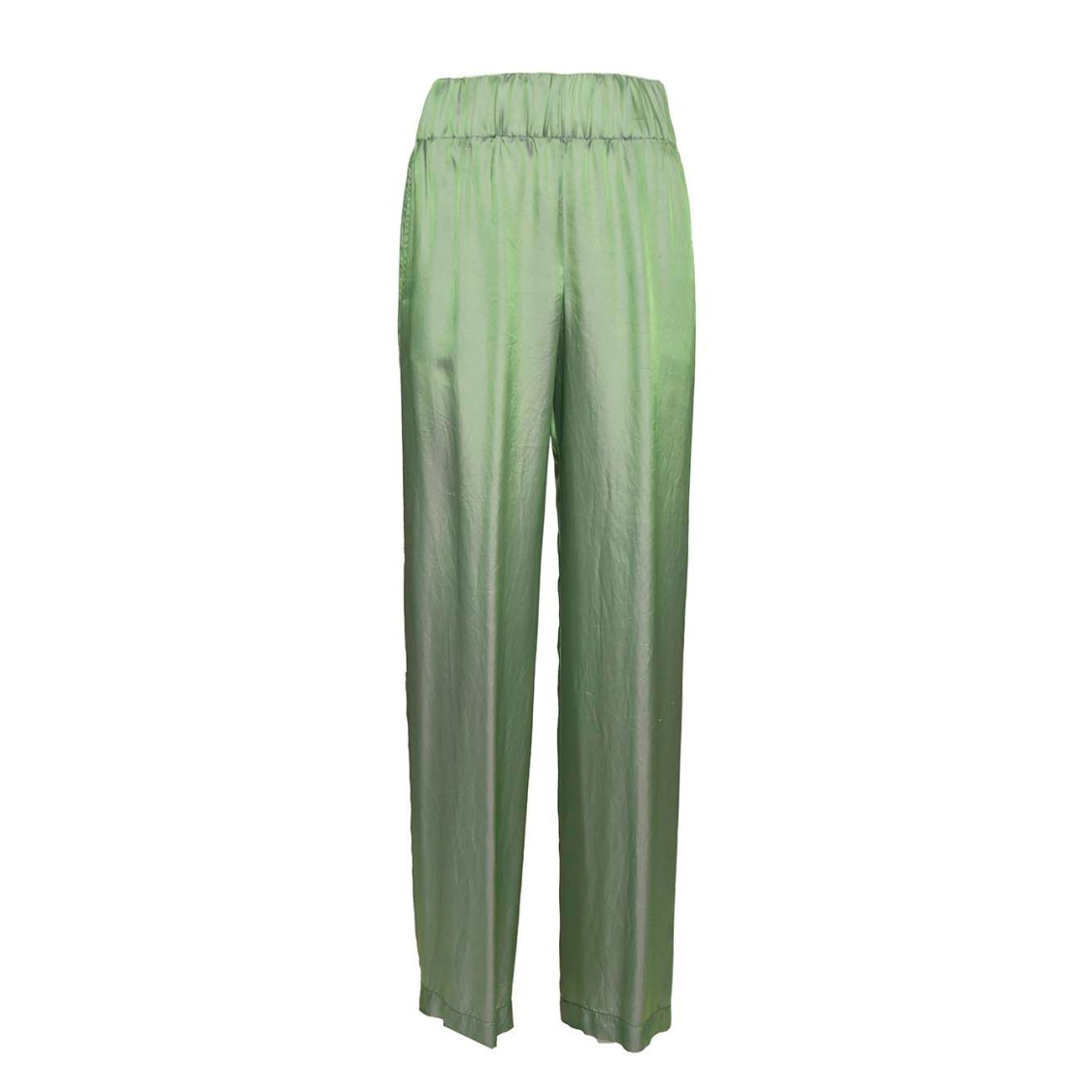 Shop Aspesi Wide Leg Trousers In Green Viscose And Silk Twill