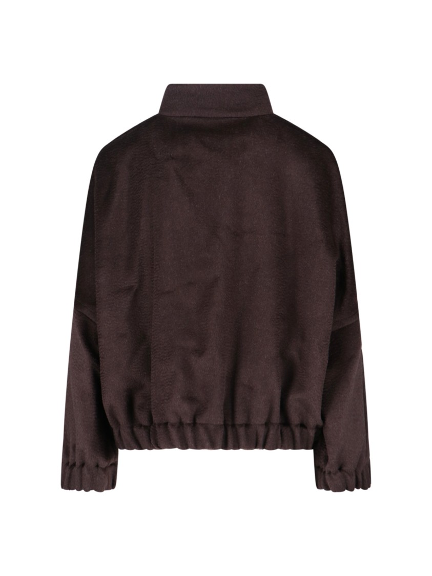 Giorgio Armani Relaxed Fit Cropped Jacket With Decorative Buttons In Brown