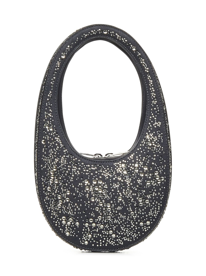 COPERNI COPERNI CRYSTAL-EMBELLISHED BLACK HANDBAG WITH FAUX SUEDE FINISH 