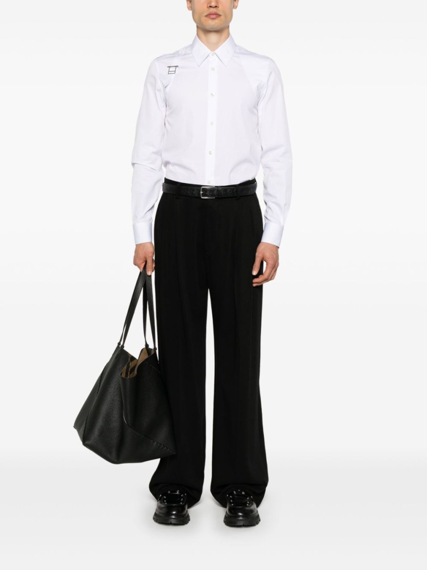 Alexander Mcqueen Refined White Shirt With Metal Accent In White