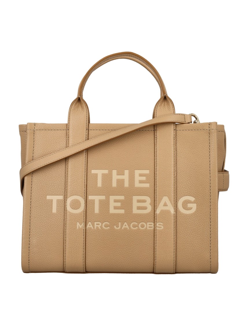 Shop Marc Jacobs The Leather Medium Tote Bag In Brown