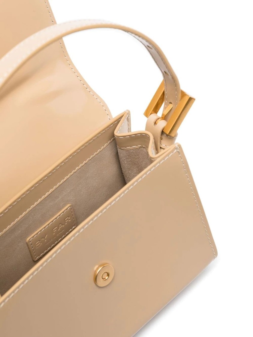 By Far Fran Kraft Leather Handbag In Neutral