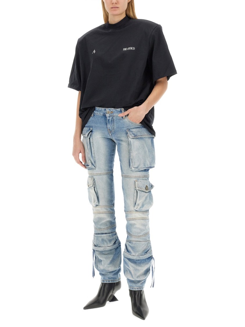 Attico Essie Flared Cargo Pants In Blue