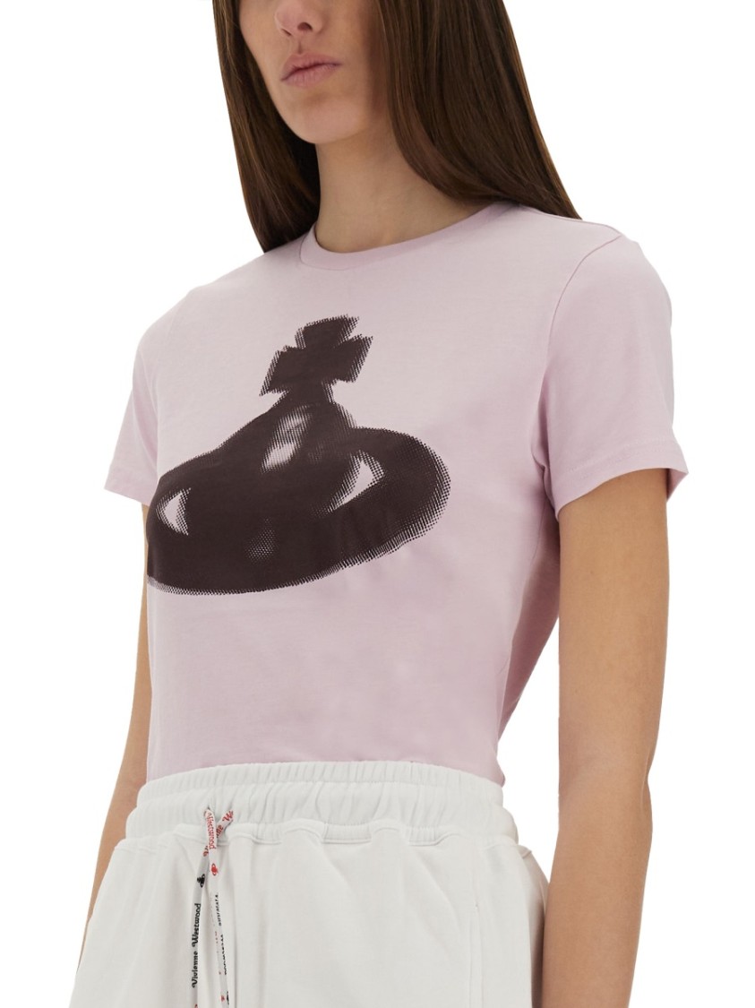 Vivienne Westwood Crew Neck Graphic Print Spray-paint Effect Top In Pink