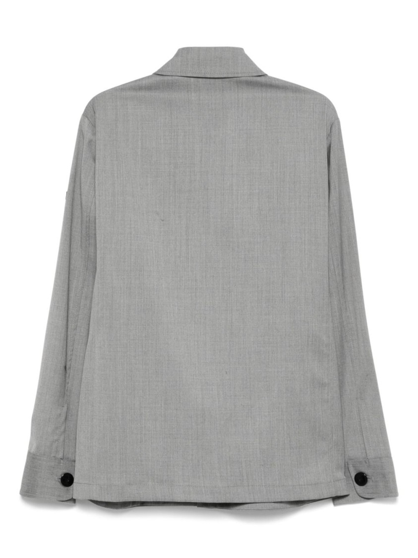 P.m.d.s Pmds Medium Grey Button-up Shirt Jacket With Flap Pockets In Gray