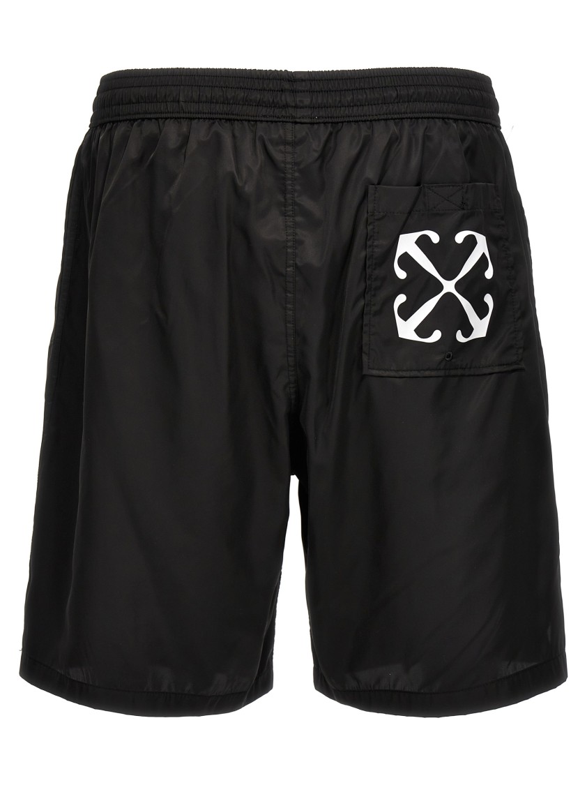 Off-white Scribble Diags-print Elasticated Swim Shorts In Black