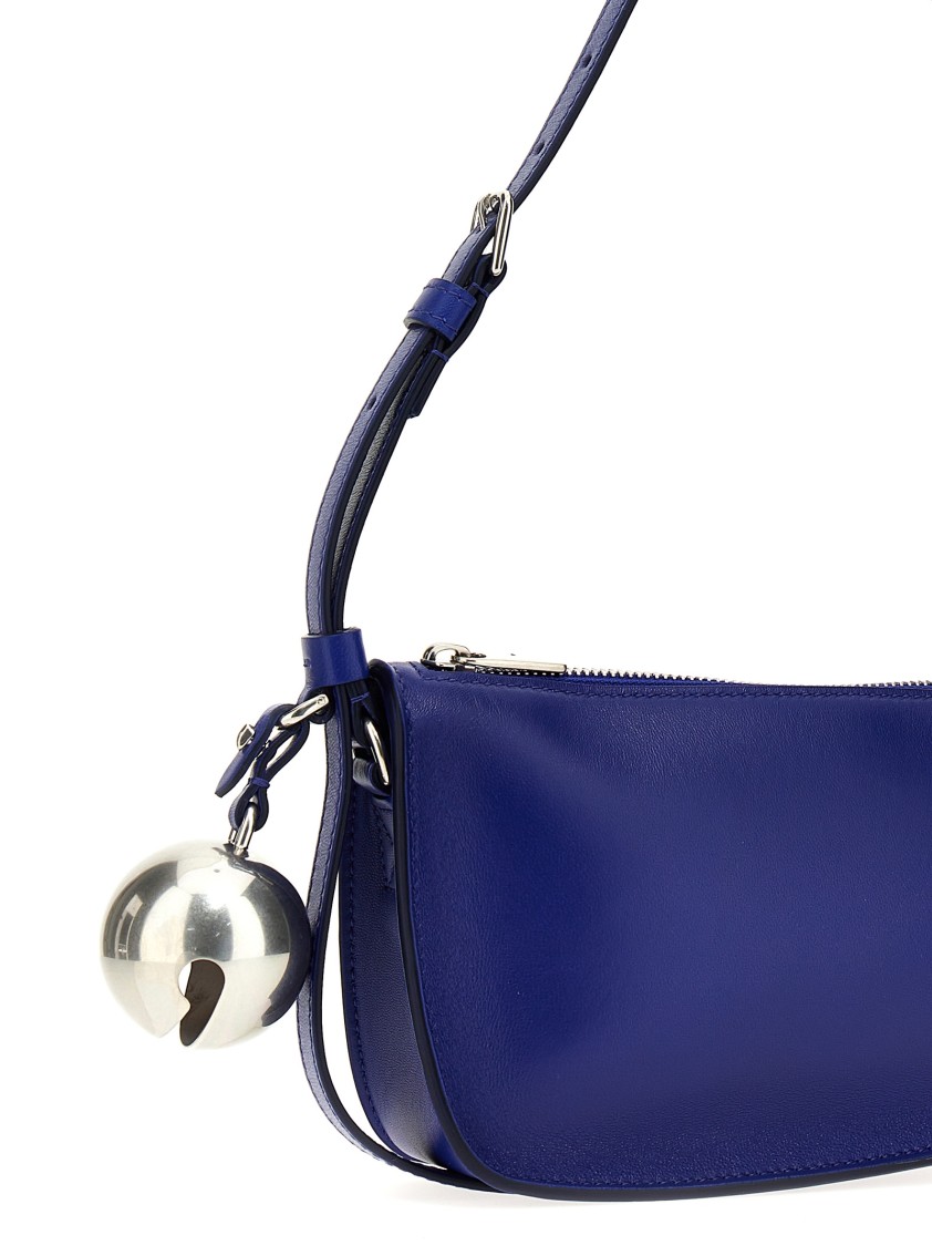 Burberry Leather Shield Sling Shoulder Bag With Silver-tone Charm In Blue