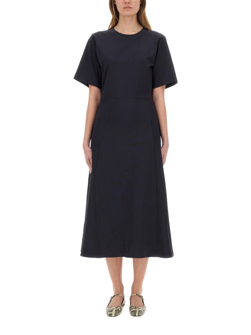Fabiana Filippi Midi Dress Featuring Lurex Detailing And Flared Skirt In Blue