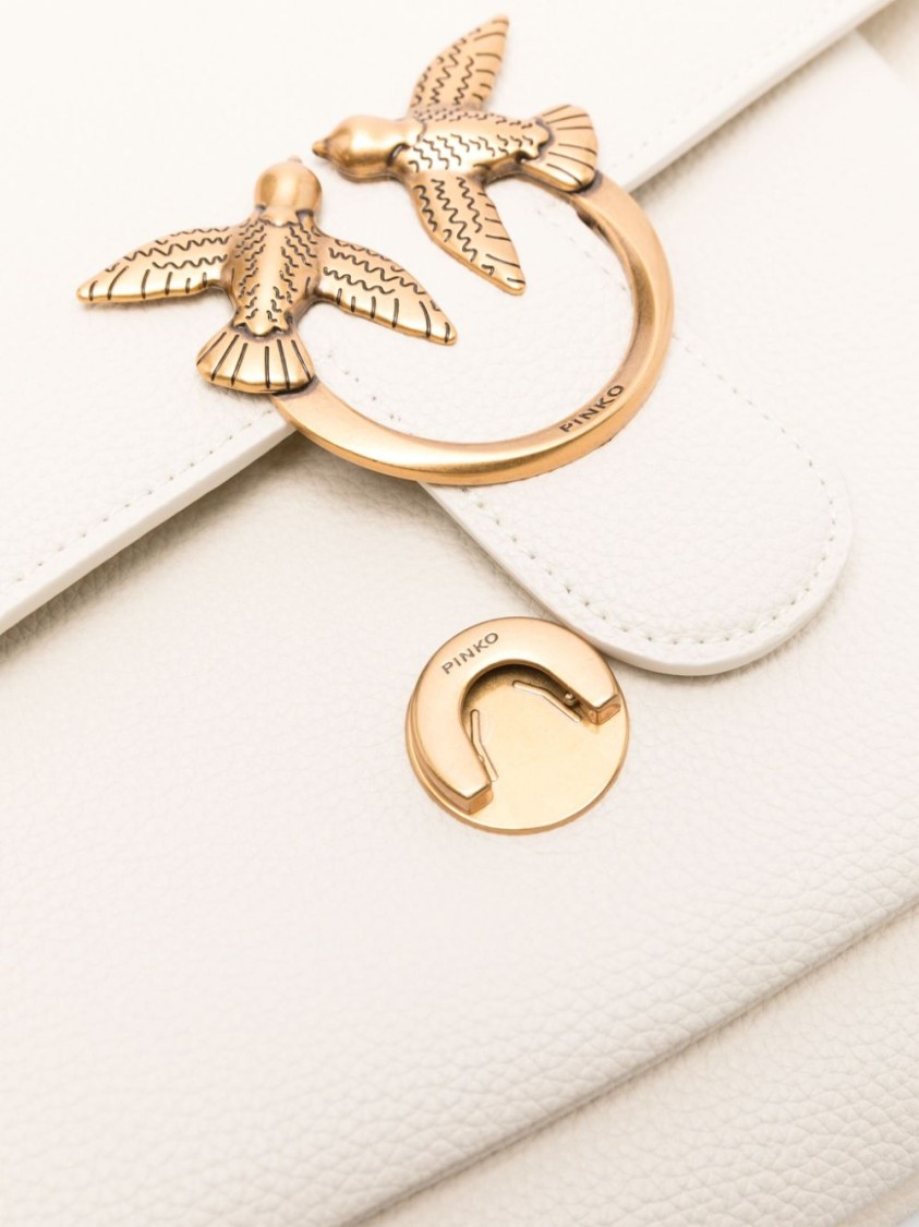 Pinko Love One Soft Shoulder Bag In White