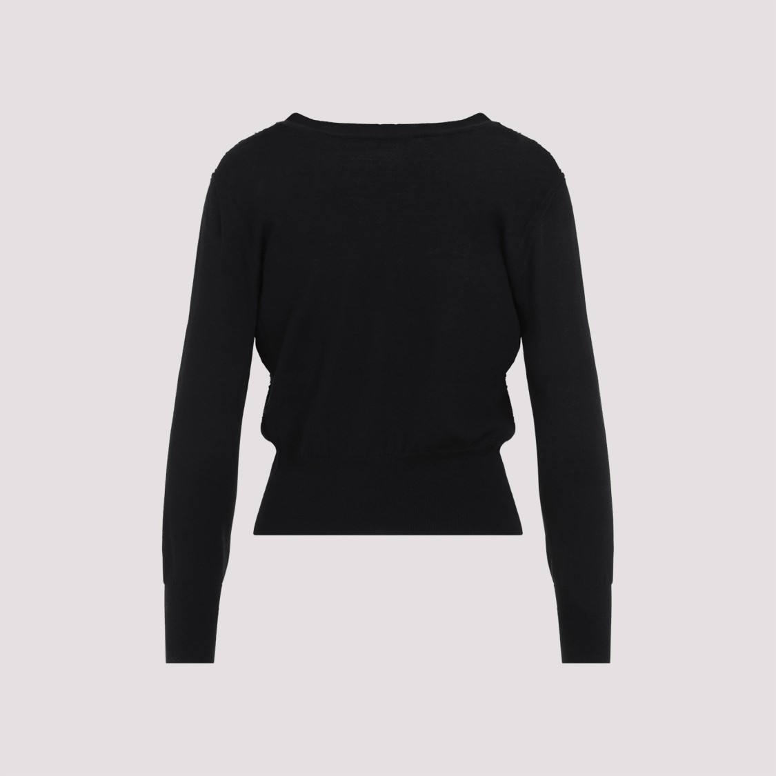 Fabiana Filippi V-neck Wool Blend Cardigan With Front Sequins Detail In Black