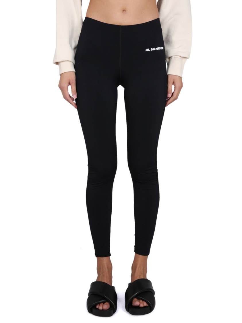 Shop Jil Sander Leggings With Logo In Black