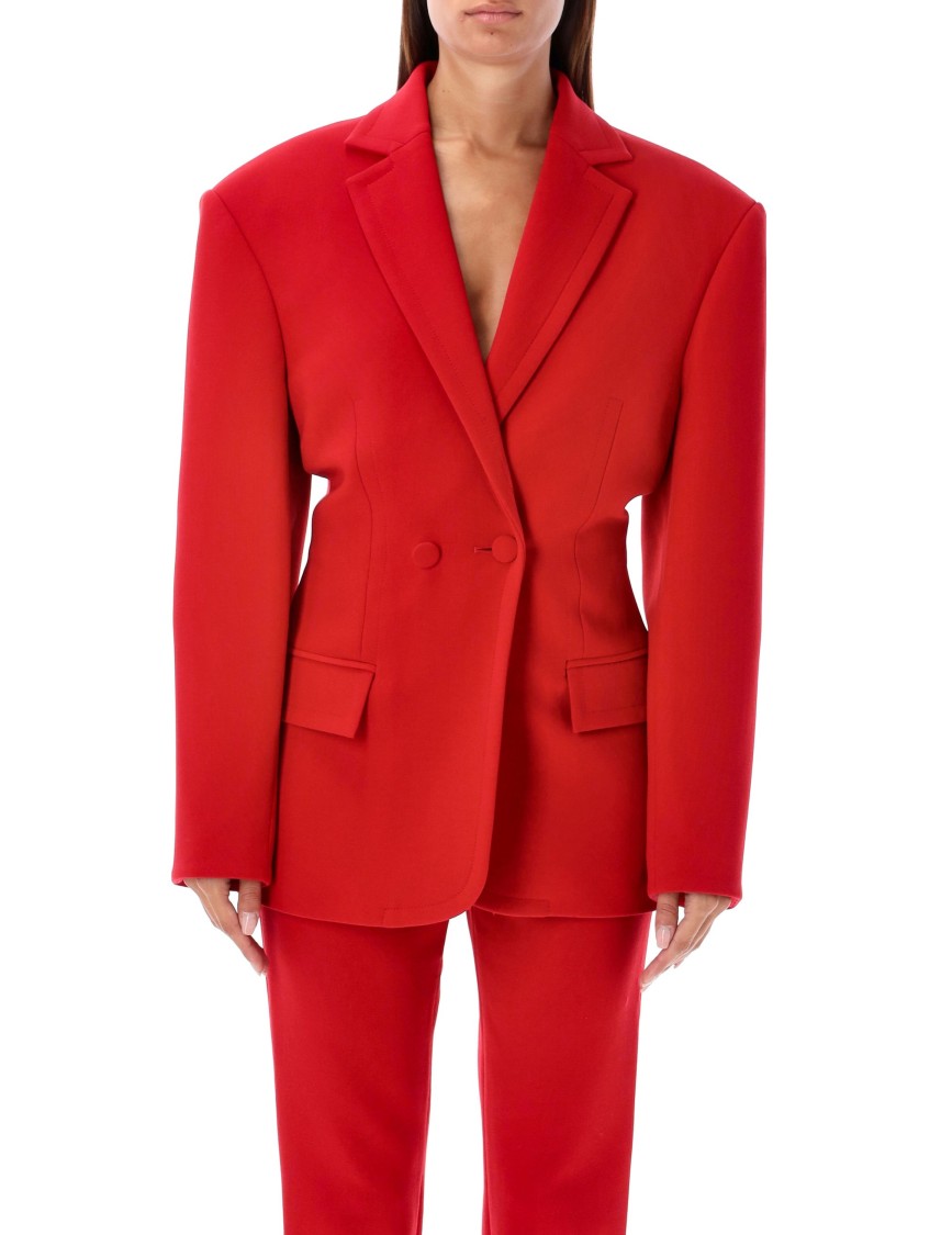 Magda Butrym Double-breasted Hourglass Blazer In Red
