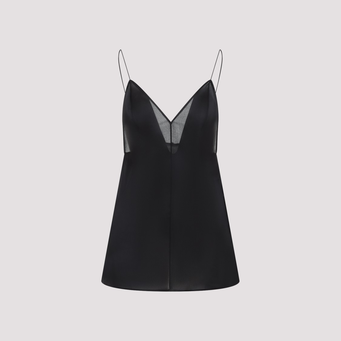 Khaite Deep V-neck Silk Top With Spaghetti Straps