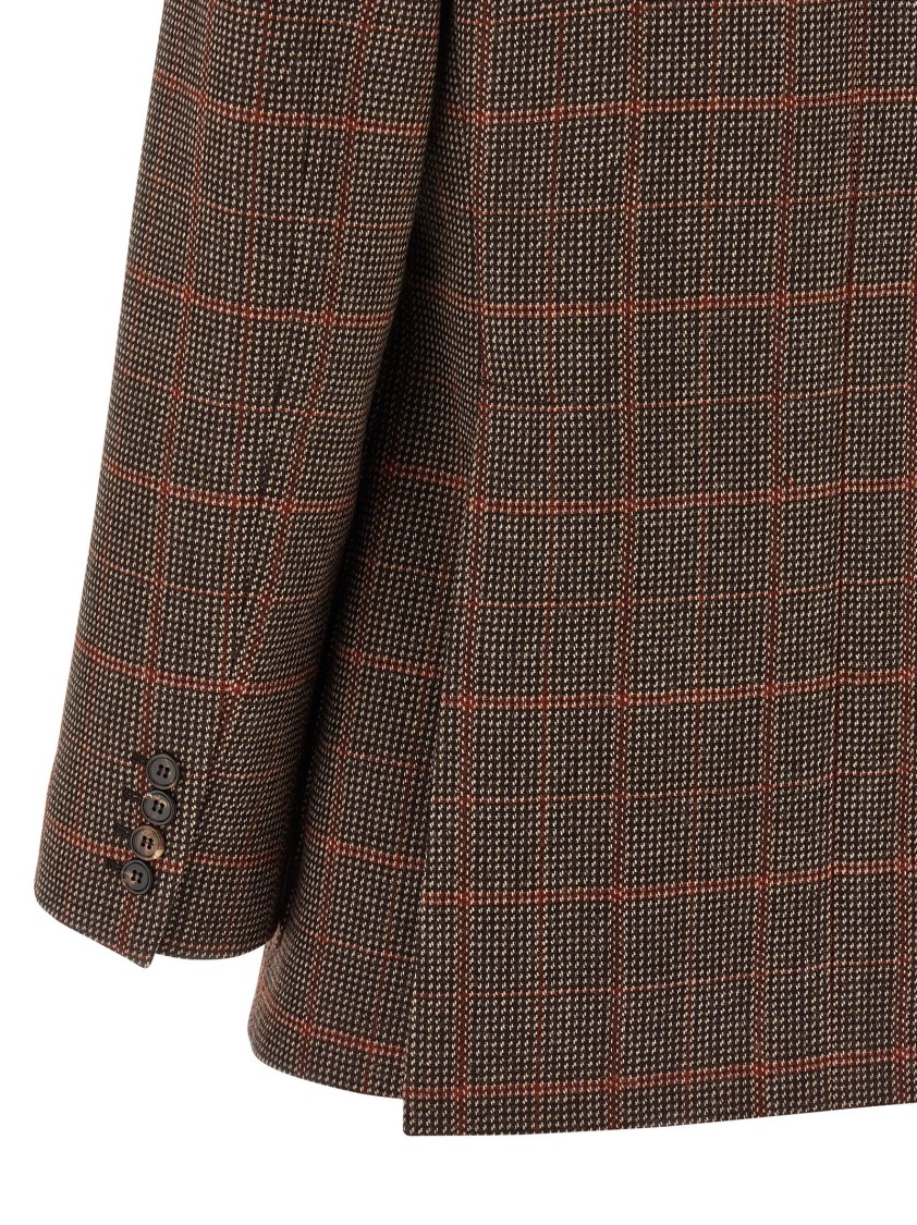 Chloé Checked Wool Tailored Jacket In Brown