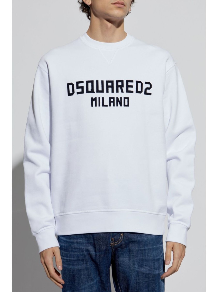 Shop Dsquared2 Relaxed Fit White Sweatshirt With Bold Lettering