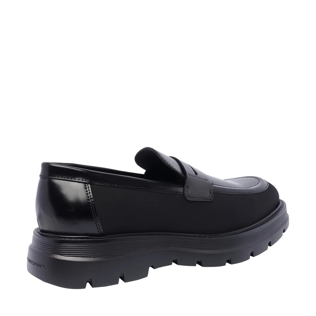 Shop Stuart Weitzman Sculpted Rubber Sole Moccasin With Elastic Inserts In Black