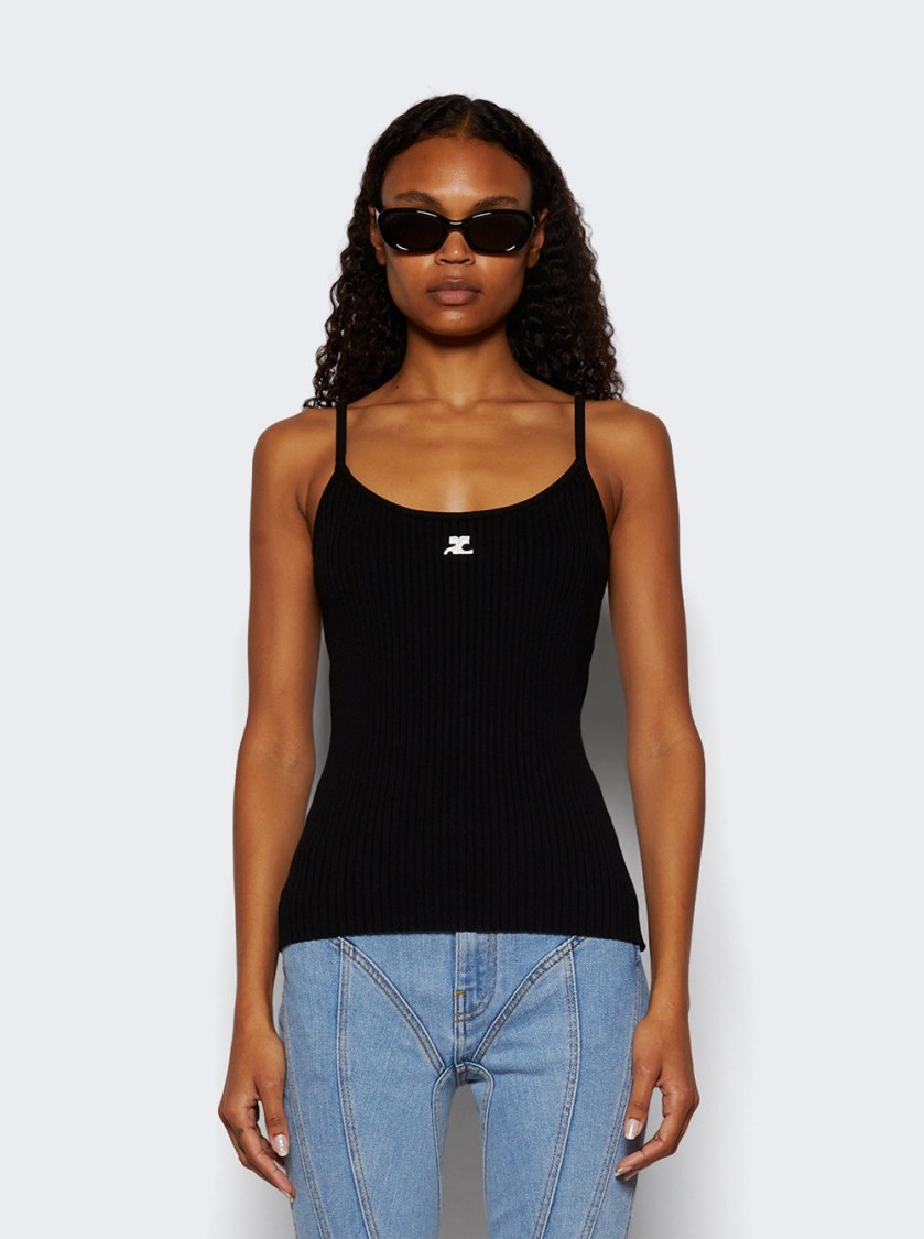 Courrèges Reedition Knit Tank Top Black In Black