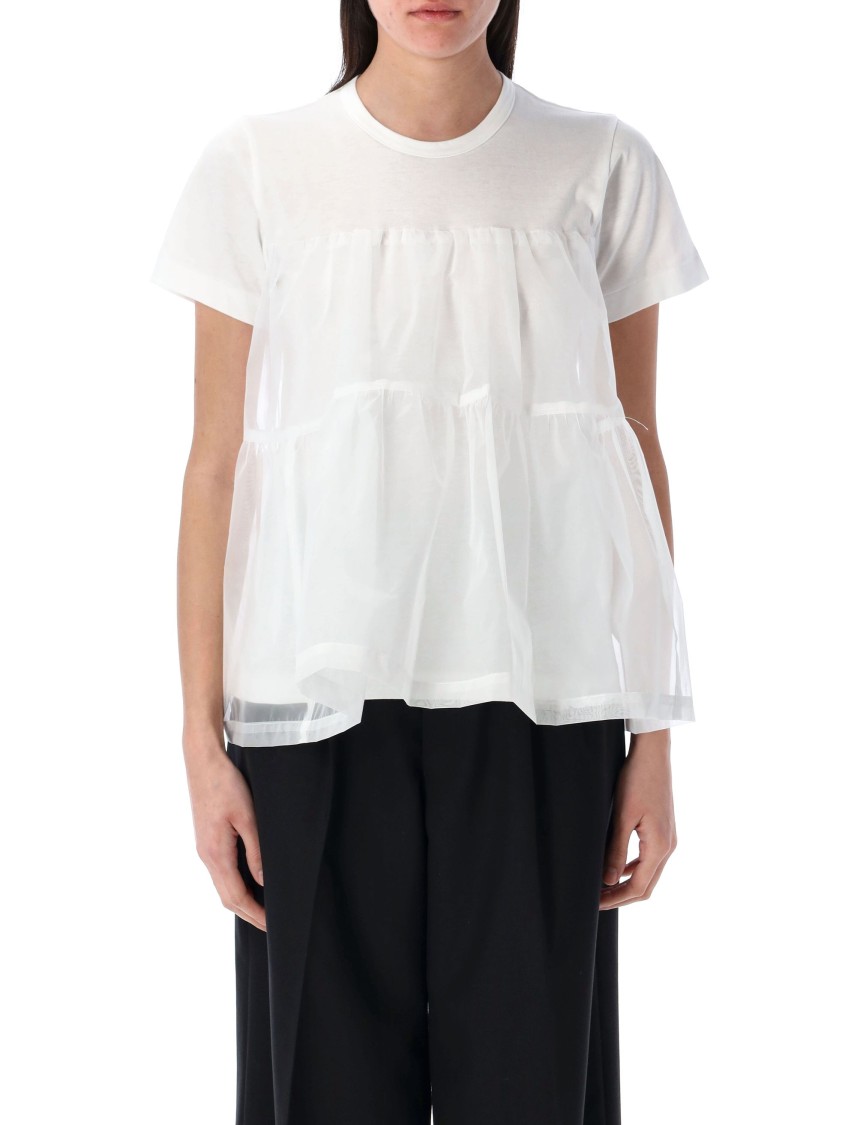 COMME DES GARÇONS COMME DES GARÇONS LAYERED FLOUNCED T-SHIRT WITH PLAYFUL DESIGN