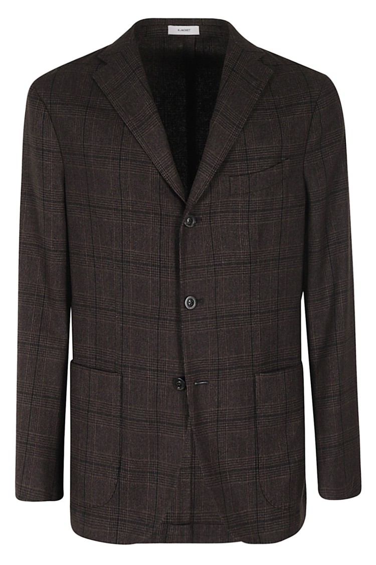 Boglioli Prince Of Wales Pattern Brown Jacket In Brown