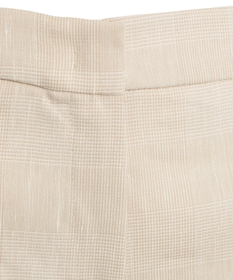 Kaos Beige Glencheck Trousers With Ironed Pleats In Neutrals