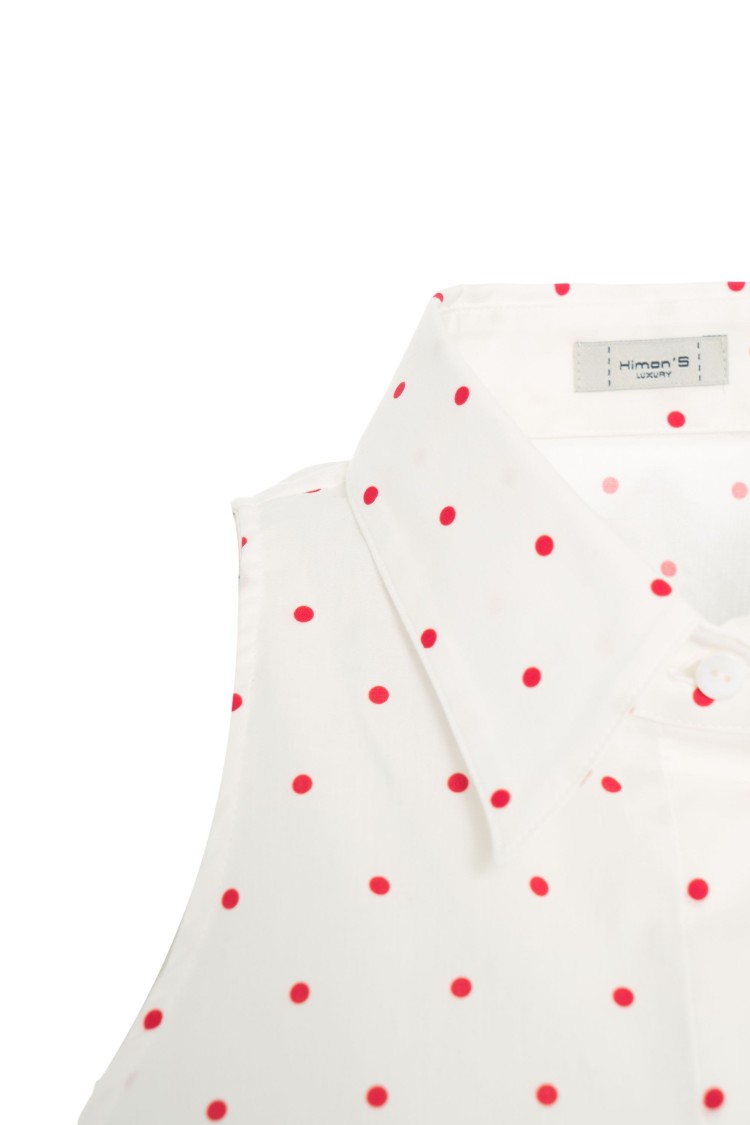 Himon's Himons Polka Dot Sleeveless Blouse With Kent Collar In Neutral