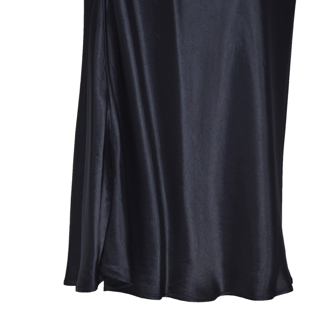 Aspesi Glossy Pure Viscose Satin Midi Pencil Skirt In Black