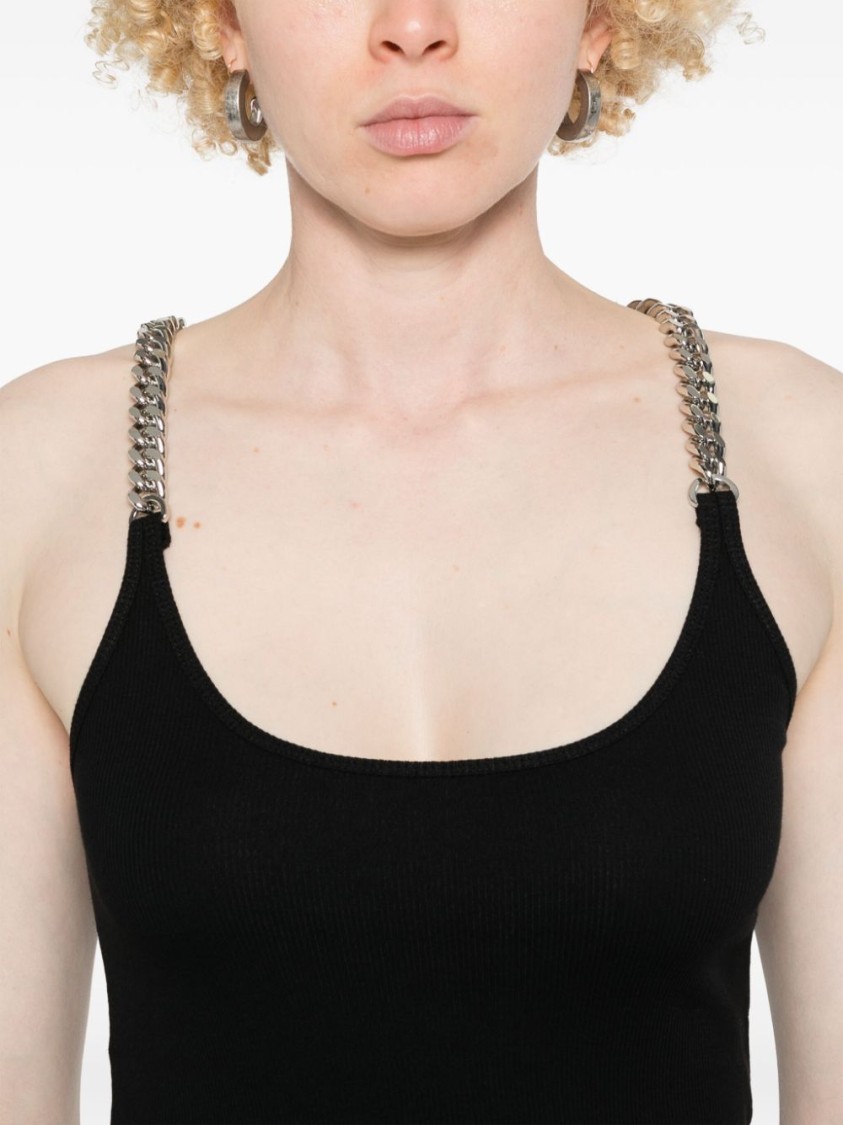 Shop Stella Mccartney Sleeveless Top With Chain-link Detailing In Black