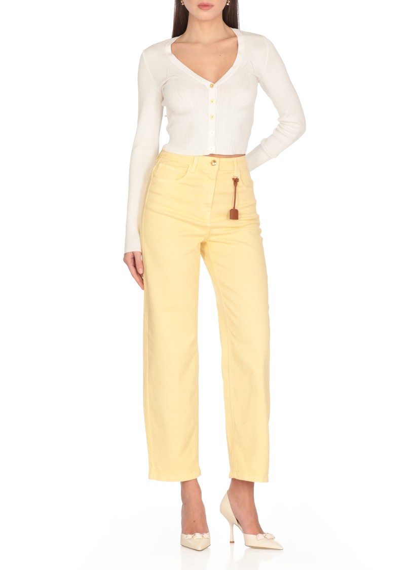 Elisabetta Franchi Straight Cut Cotton Jeans With Belt Loops In Multi