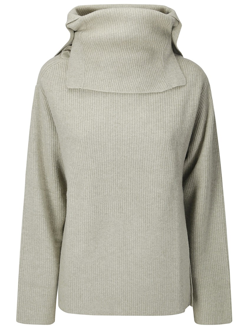 Dawei High Neck Ribbed Sweater In Neutrals